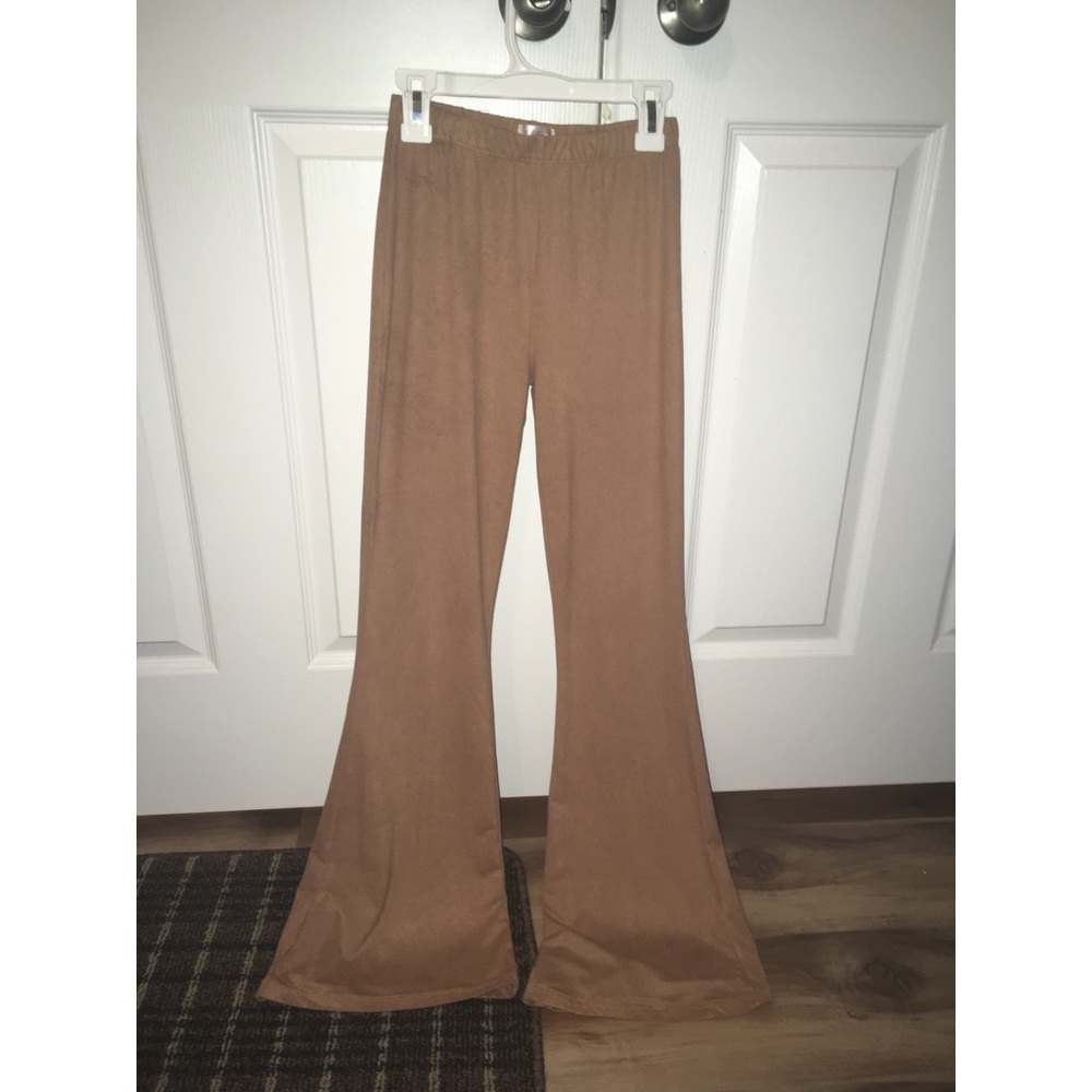Faux Suede Flare/Bell Bottom Pants